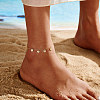 925 Sterling Silver Cable Chain Anklet AJEW-Z029-13G-3