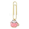 Cup with Cat Alloy Enamel Pendant Bookmarks AJEW-JK00305-4