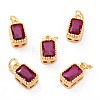 Real 18K Gold Plated Brass Inlaid Cubic Zirconia Charms ZIRC-L100-075G-04-1