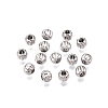 Rhodium Plated 925 Sterling Silver Corrugated Beads STER-T007-96P-1