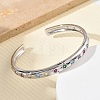 Brass Micro Pave Cubic Zirconia Cuff Bangles for Women BJEW-A172-02P-2
