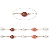 Natural Red Agate Nugget & Glass Imitation Pearl Beaded Chain CHS-C006-02A-2