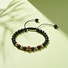 4Pcs 4 Color Natural Obsidian & Synthetic Hematite Braided Bead Bracelet with Cubic Zirconia BJEW-JB08117-4