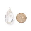 Wire Wrapped Transparent Glass Pendants PALLOY-JF01828-2