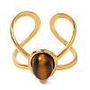 Oval Natural Tiger Eye Finger Rings RJEW-Q822-22G-03-2