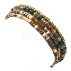 4Pcs 4 Style Natural Indian Agate & Tiger Eye & Seed Beaded Stretch Bracelets Set BJEW-JB09458-3