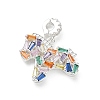 Brass Pave Cubic Zirconia Pendants KK-P355-08S-1