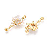 Brass Micro Pave Cubic Zirconia and Enamel Cup Pearl Peg Bails Pin Pendants KK-T079-48G-2