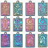12Pcs 6 Style Rack Plating Rainbow Color Alloy Pendants FIND-CA0004-52-1