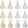 SUPERFINDINGS 12Pcs 2 Colors Brass Clear Cubic Zirconia Pendants ZIRC-FH0001-13-1