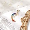 Chakra Natural Gemstone Wire Wrapped Moon Pendant Decorations HJEW-TA00241-2