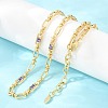 5MM Brass Pave Cubic Zirconia Oval Link Chain Necklaces NJEW-D324-01G-06-4