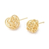 Rack Plating Brass Wire Wrapped Round Stud Earrings EJEW-R150-09G-1
