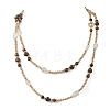Round Natural Tiger Eye & Nuggets Topaz Beaded Wrap Long Necklaces NJEW-JN05907-01-4