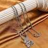 304 Stainless Steel Hollow Guitar Pendant Box Chain Necklaces NJEW-M086-03P-4