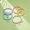 5Pcs 5 Style Candy Color Acrylic Round Beaded Stretch Bracelets Set BJEW-JB08675-2