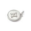 Brass Pave Natural Shell Flat Round with Letter Charms KK-Z115-13P-H-2