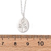 925 Sterling Silver Oval with Engraved Rose Flower Pendant Necklaces for Women NJEW-D316-03P-5