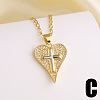 Brass Micro Pave Clear Cubic Zirconia Two Tone Heart Pendant Necklaces WGF7FF4-03-1
