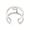 Clear Cubic Zirconia Initial Letter Open Cuff Ring RJEW-A012-01P-P-3