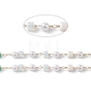 Cube & Round Glass & ABS Imitation Pearl Beaded Chains CHS-P016-43G-03-2