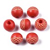 Painted Natural Wood Beads WOOD-S057-072-3