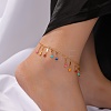 Summer Beach Brass Enamel Heart Tassel Anklets for Vacation and Casual Wear WL3166-1-2