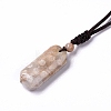 Dyed Natural Fossil Coral Rectangle Pendant Necklace with Nylon Cord for Women NJEW-C002-05-3