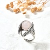 Natural Rose Quartz Wings Adjustable Rings RJEW-K241-04AS-13-3