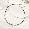 Natural Multicolor Tourmaline Faceted Rondelle Baded Necklaces with 201 Stainless Steel Teardrop Charms NJEW-JN06428-01-1