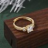 Brass Micro Pave Clear Cubic Zirconia Finger Rings for Women RJEW-U049-02G-2