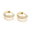 Brass Micro Pave Clear Cubic Zirconia Huggie Hoop Earrings LS-EJEW-G275-02G-2