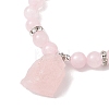 Raw Rough Natural Rose Quartz Charm Bracelets BJEW-JB10298-02-3