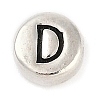 925 Sterling Silver Flat Round with Letter Beads STER-G044-01AS-D-1