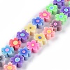 Handmade Flower Printed Polymer Clay Beads Strands X-CLAY-M003-07H-1