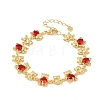 Bear Brass Micro Pave Cubic Zirconia Link Chain Bracelets for Women BJEW-K248-05G-06-4