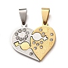 304 Stainless Steel Rhinestone Split Pendants STAS-F368-18GP-1