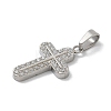 304 Stainless Steel Micro Pave Cubic Zirconia Pendants STAS-Z107-08P-05-2