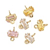 SHEGRACE Brass Pave Cubic Zirconia Rectangle Connector Charms XGRQ2O369-438G-2