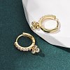 Three-Clover Brass Micro Pave Cubic Zirconia Hoop Earrings EJEW-Z159-01G-02-3