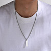 Blank Rectangle Stainless Steel Pendant Box Chain Necklaces for Men FS-WG55909-01-3