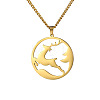 304 Stainless Steel Ring with Christmas Deer Pendant Necklaces for Unisex WG02D74-02-2