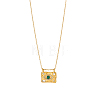 304 Stainless Steel Micro Pave Cubic Zirconia Rectangle with Eye Pendant Necklaces NJEW-OY002-49G-3