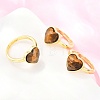 Natural Tiger Eye Finger Rings with Brass Findings G-H353-03G-01-1