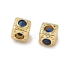 Cube Brass Micro Pave Cubic Zirconia Beads KK-B170-03G-3