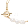 Rice Natural Cultured Freshwater Pearl & Brass Paperclip Chain Bracelets for Women BJEW-JB13543-03-3