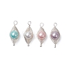 Copper Wire Wrapped Shell Pearl Pendants PALLOY-JF03115-02-1