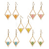 Rhombus with Triangle Glass Seed Beads Dangle Earrings EJEW-MZ00654-3