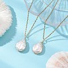 Baroque Natural Keshi Pearl Teardrop Pendant 304 Stainless Steel Cable Chain Necklaces for Women NJEW-JN05757-1
