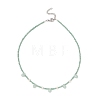 Glass Teardrop Pendant Necklace with Natural Pearl Beaded Chains NJEW-JN04342-3